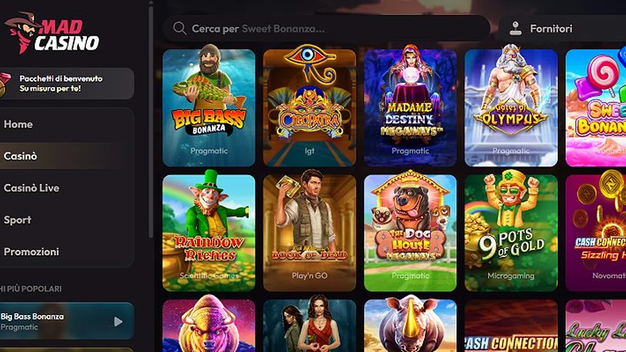 Screenshot del sito MadCasino