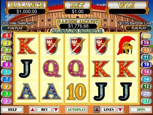 Schermata della slot Caesar's Empire di Realtime Gaming (RTG)